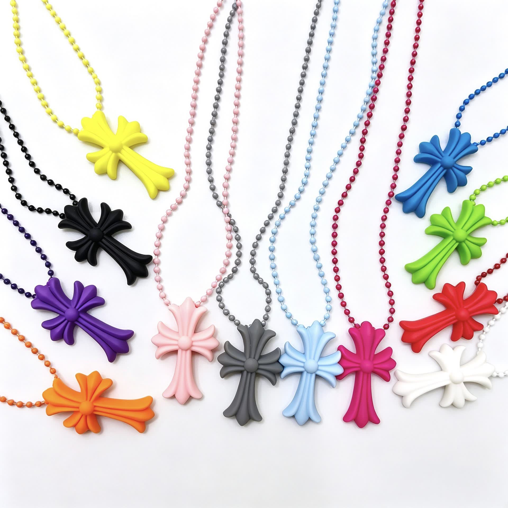 Chrome Hearts Colorful Cross and Heart Shaped Necklaces